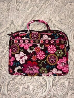 Vera Bradley Quilted Floral Laptop Case - Pink, Brown & Green
